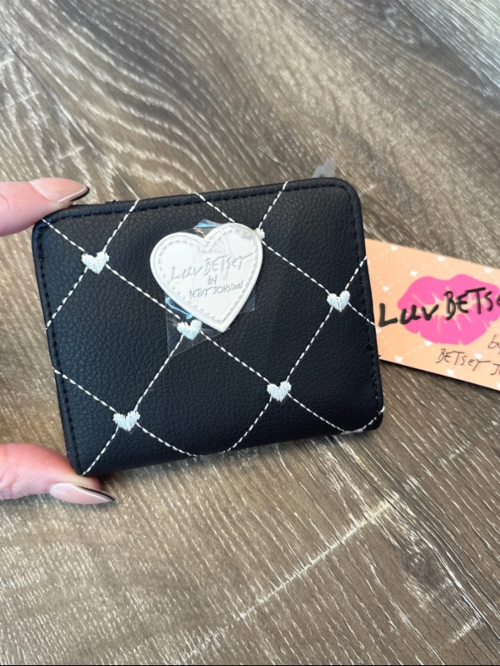 Betsey Johnson Luv Snap Wallet Embroidered